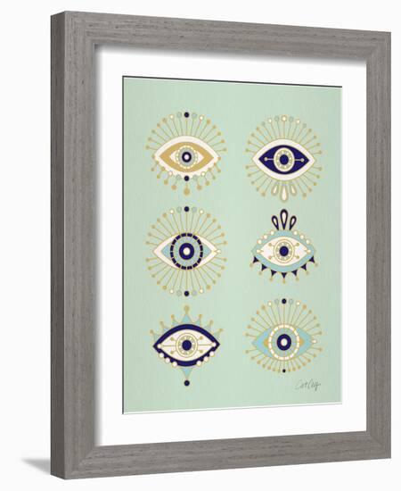 Mint Evil Eyes-Cat Coquillette-Framed Giclee Print