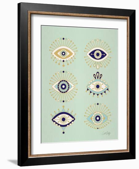 Mint Evil Eyes-Cat Coquillette-Framed Giclee Print