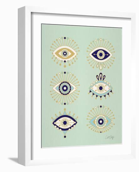 Mint Evil Eyes-Cat Coquillette-Framed Giclee Print