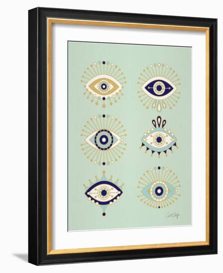 Mint Evil Eyes-Cat Coquillette-Framed Giclee Print