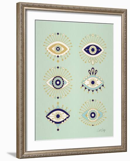 Mint Evil Eyes-Cat Coquillette-Framed Giclee Print