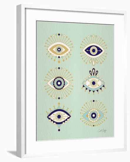 Mint Evil Eyes-Cat Coquillette-Framed Giclee Print