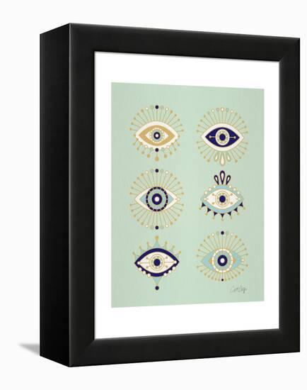 Mint Evil Eyes-Cat Coquillette-Framed Premier Image Canvas