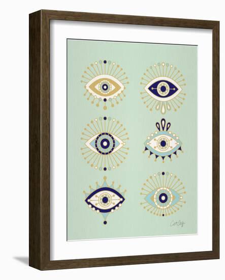 Mint Evil Eyes-Cat Coquillette-Framed Giclee Print