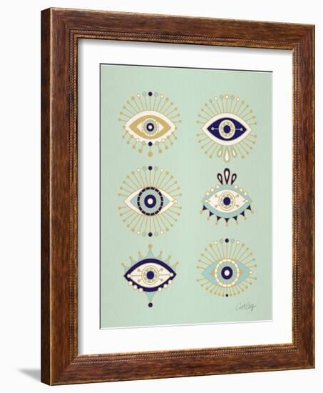 Mint Evil Eyes-Cat Coquillette-Framed Giclee Print