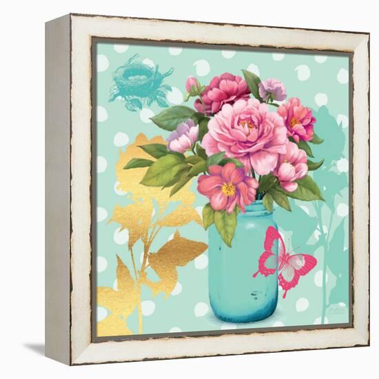 Mint Mason Jar Bouquet-null-Framed Stretched Canvas