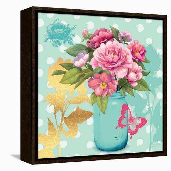 Mint Mason Jar Bouquet-null-Framed Stretched Canvas