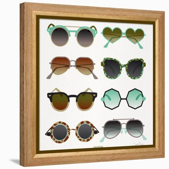 Mint Tan Sunglasses-Cat Coquillette-Framed Stretched Canvas