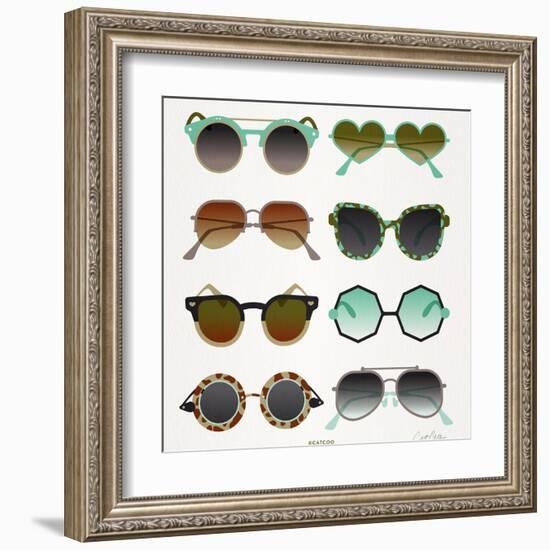 Mint Tan Sunglasses-Cat Coquillette-Framed Art Print