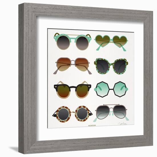 Mint Tan Sunglasses-Cat Coquillette-Framed Art Print