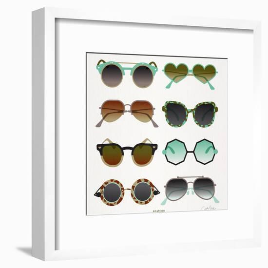 Mint Tan Sunglasses-Cat Coquillette-Framed Art Print