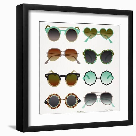 Mint Tan Sunglasses-Cat Coquillette-Framed Art Print