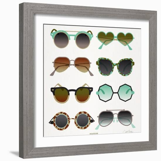 Mint Tan Sunglasses-Cat Coquillette-Framed Art Print