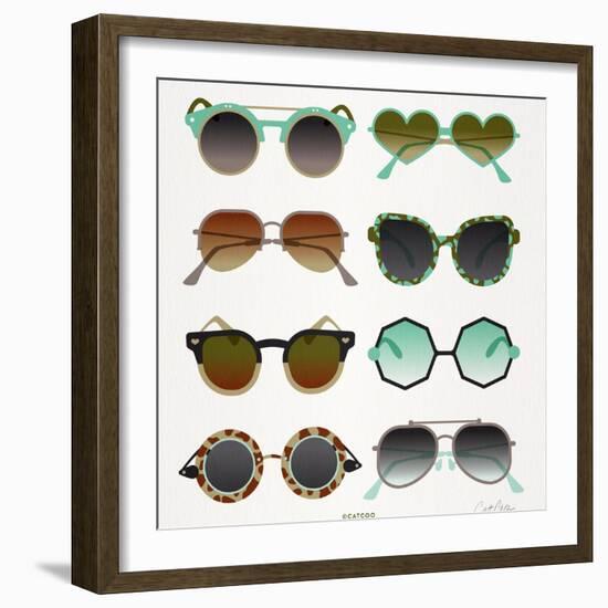 Mint Tan Sunglasses-Cat Coquillette-Framed Art Print