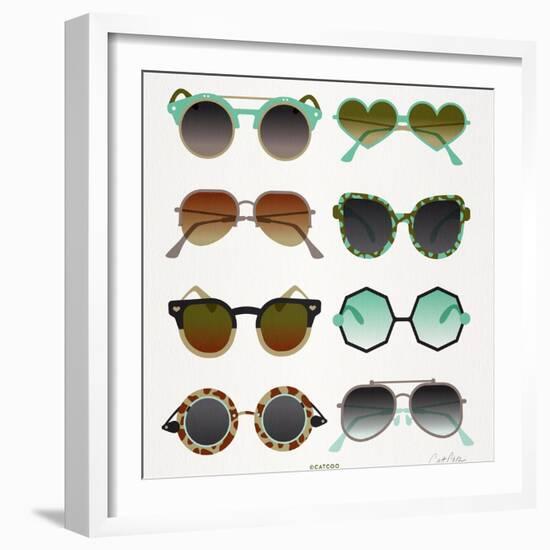 Mint Tan Sunglasses-Cat Coquillette-Framed Art Print