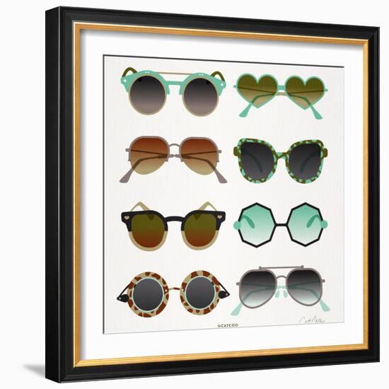 Mint Tan Sunglasses-Cat Coquillette-Framed Art Print