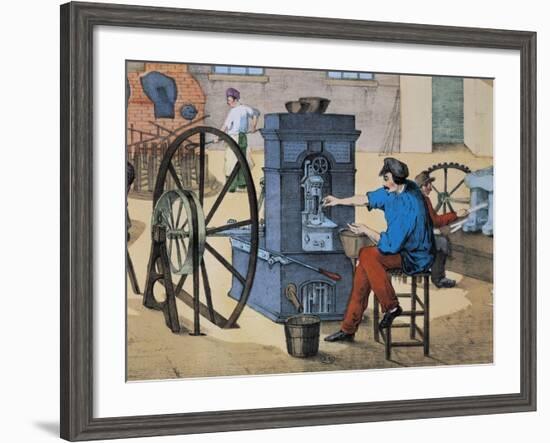 Mint with Workers Minting Coins, Print, France, 19th Century-null-Framed Giclee Print