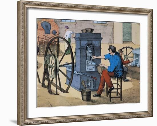 Mint with Workers Minting Coins, Print, France, 19th Century-null-Framed Giclee Print