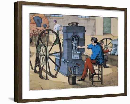 Mint with Workers Minting Coins, Print, France, 19th Century-null-Framed Giclee Print