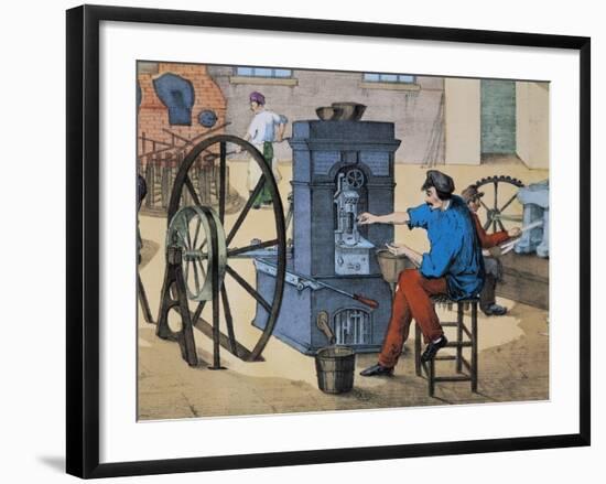 Mint with Workers Minting Coins, Print, France, 19th Century-null-Framed Giclee Print