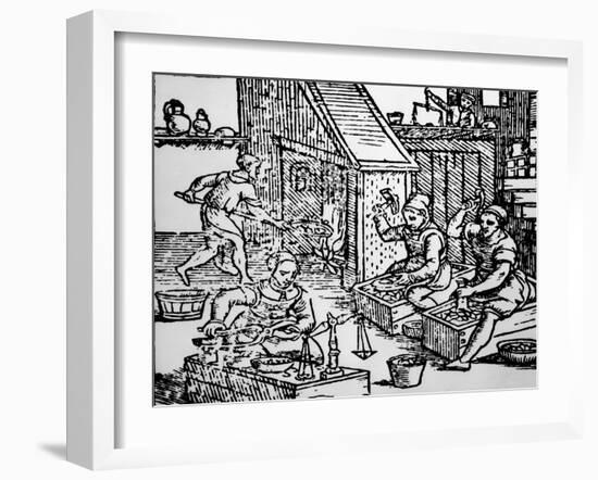 Minting Coins with Hand-Held Tools, C.1550-null-Framed Giclee Print