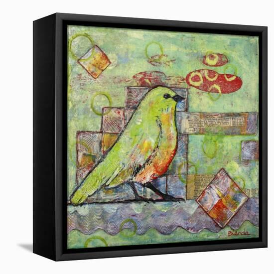 Minty Green Bird Print of a Painting-Blenda Tyvoll-Framed Stretched Canvas