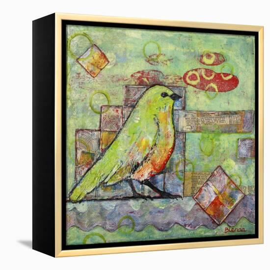 Minty Green Bird Print of a Painting-Blenda Tyvoll-Framed Stretched Canvas