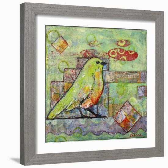 Minty Green Bird Print of a Painting-Blenda Tyvoll-Framed Art Print