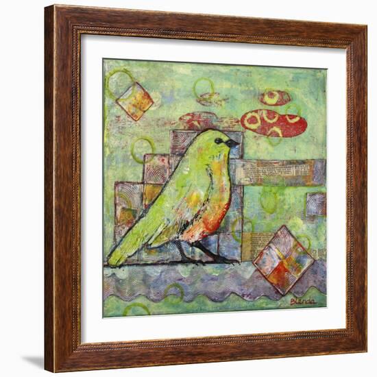 Minty Green Bird Print of a Painting-Blenda Tyvoll-Framed Art Print