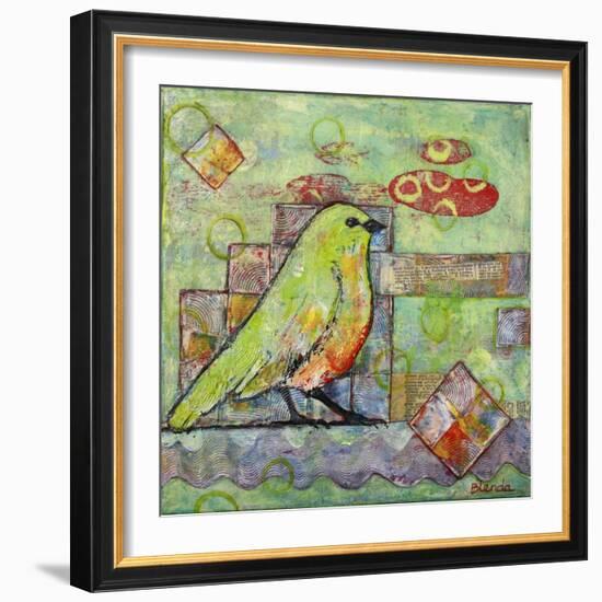 Minty Green Bird Print of a Painting-Blenda Tyvoll-Framed Art Print