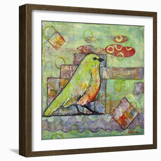 Minty Green Bird Print of a Painting-Blenda Tyvoll-Framed Premium Giclee Print