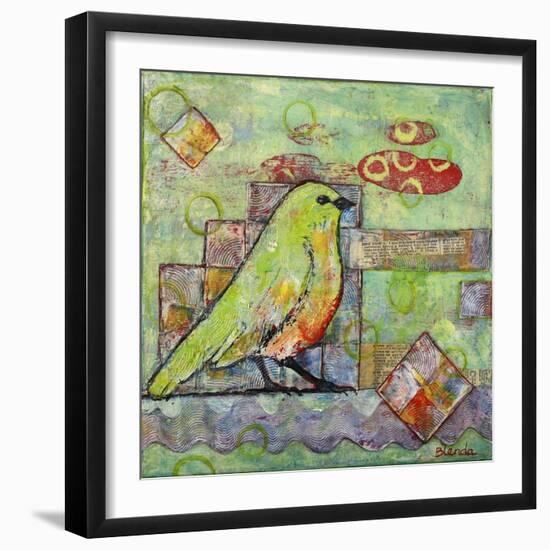 Minty Green Bird-Blenda Tyvoll-Framed Giclee Print