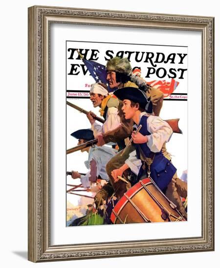 "Minutemen," Saturday Evening Post Cover, June 13, 1936-Maurice Bower-Framed Giclee Print