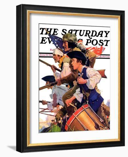 "Minutemen," Saturday Evening Post Cover, June 13, 1936-Maurice Bower-Framed Giclee Print