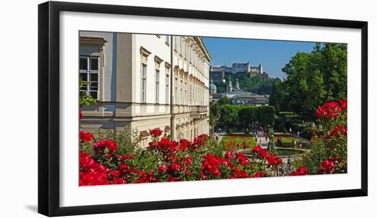 Mirabell Gardens against Fortress Hohensalzburg, Salzburg, Austria, Europe-Hans-Peter Merten-Framed Photographic Print