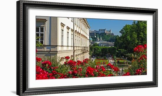 Mirabell Gardens against Fortress Hohensalzburg, Salzburg, Austria, Europe-Hans-Peter Merten-Framed Photographic Print