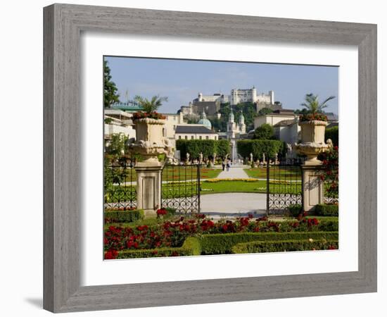 Mirabell Gardens and Schloss Hohensalzburg, Salzburg, Austria-Charles Bowman-Framed Photographic Print