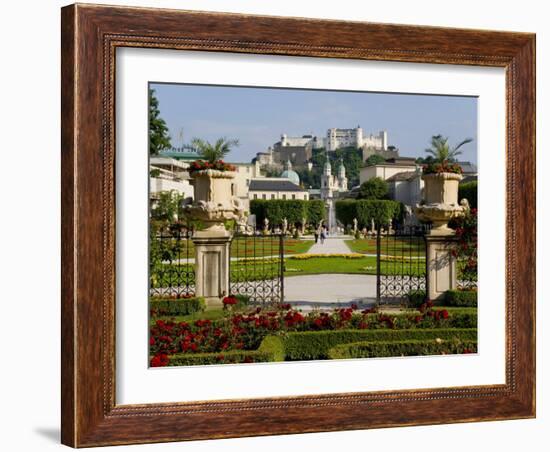 Mirabell Gardens and Schloss Hohensalzburg, Salzburg, Austria-Charles Bowman-Framed Photographic Print