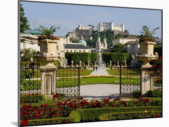 Mirabell Gardens and Schloss Hohensalzburg, Salzburg, Austria-Charles Bowman-Mounted Photographic Print