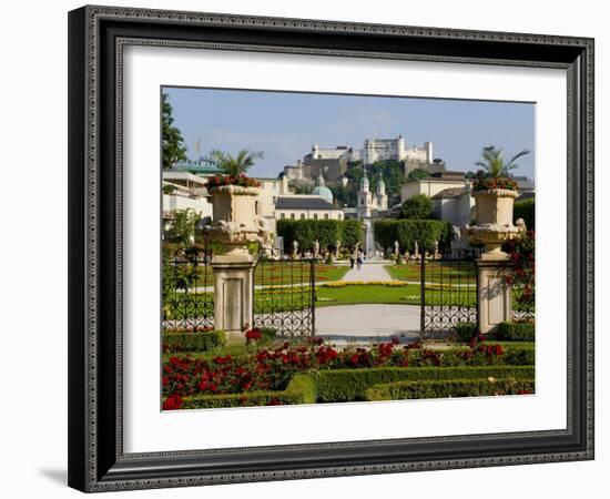 Mirabell Gardens and Schloss Hohensalzburg, Salzburg, Austria-Charles Bowman-Framed Photographic Print