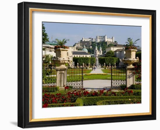 Mirabell Gardens and Schloss Hohensalzburg, Salzburg, Austria-Charles Bowman-Framed Photographic Print