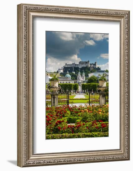 Mirabell gardens with Cathedral and Hohensalzburg castle in the background, Salzburg, Austria-Stefano Politi Markovina-Framed Photographic Print