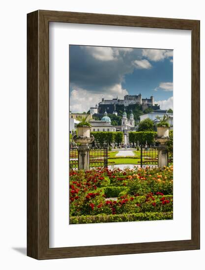 Mirabell gardens with Cathedral and Hohensalzburg castle in the background, Salzburg, Austria-Stefano Politi Markovina-Framed Photographic Print