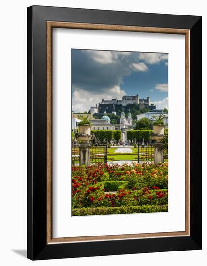 Mirabell gardens with Cathedral and Hohensalzburg castle in the background, Salzburg, Austria-Stefano Politi Markovina-Framed Photographic Print