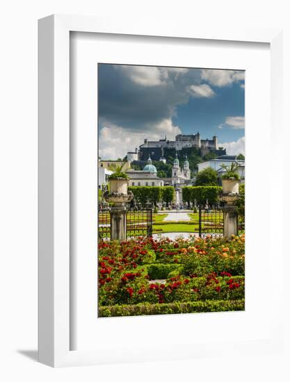 Mirabell gardens with Cathedral and Hohensalzburg castle in the background, Salzburg, Austria-Stefano Politi Markovina-Framed Photographic Print