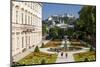 Mirabell Palace and Mirabell Gardens against Salzburg Cathedral and Fortress Hohensalzburg-null-Mounted Art Print