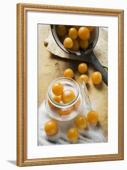 Mirabelles with Sugar and Preserving Jar-Foodcollection-Framed Photographic Print