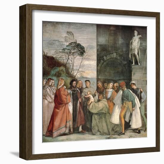 Miracle of Newborn Infant, Detail from Scenes from Life of St Anthony of Padua-Titian (Tiziano Vecelli)-Framed Giclee Print