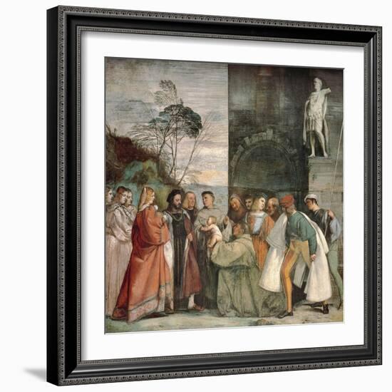 Miracle of Newborn Infant, Detail from Scenes from Life of St Anthony of Padua-Titian (Tiziano Vecelli)-Framed Giclee Print