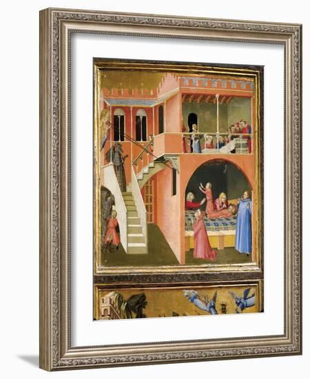 Miracle of St. Nicholas Reviving Boy Posed by Demon-Ambrogio Lorenzetti-Framed Giclee Print